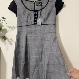🎀 Hell Bunny “Mina” Mini Dress - Grey Plaid Perfection (S) | New With Tags 🖤